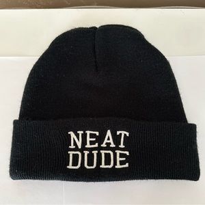 Neat Dude Embroidered Unisex Black Beanie